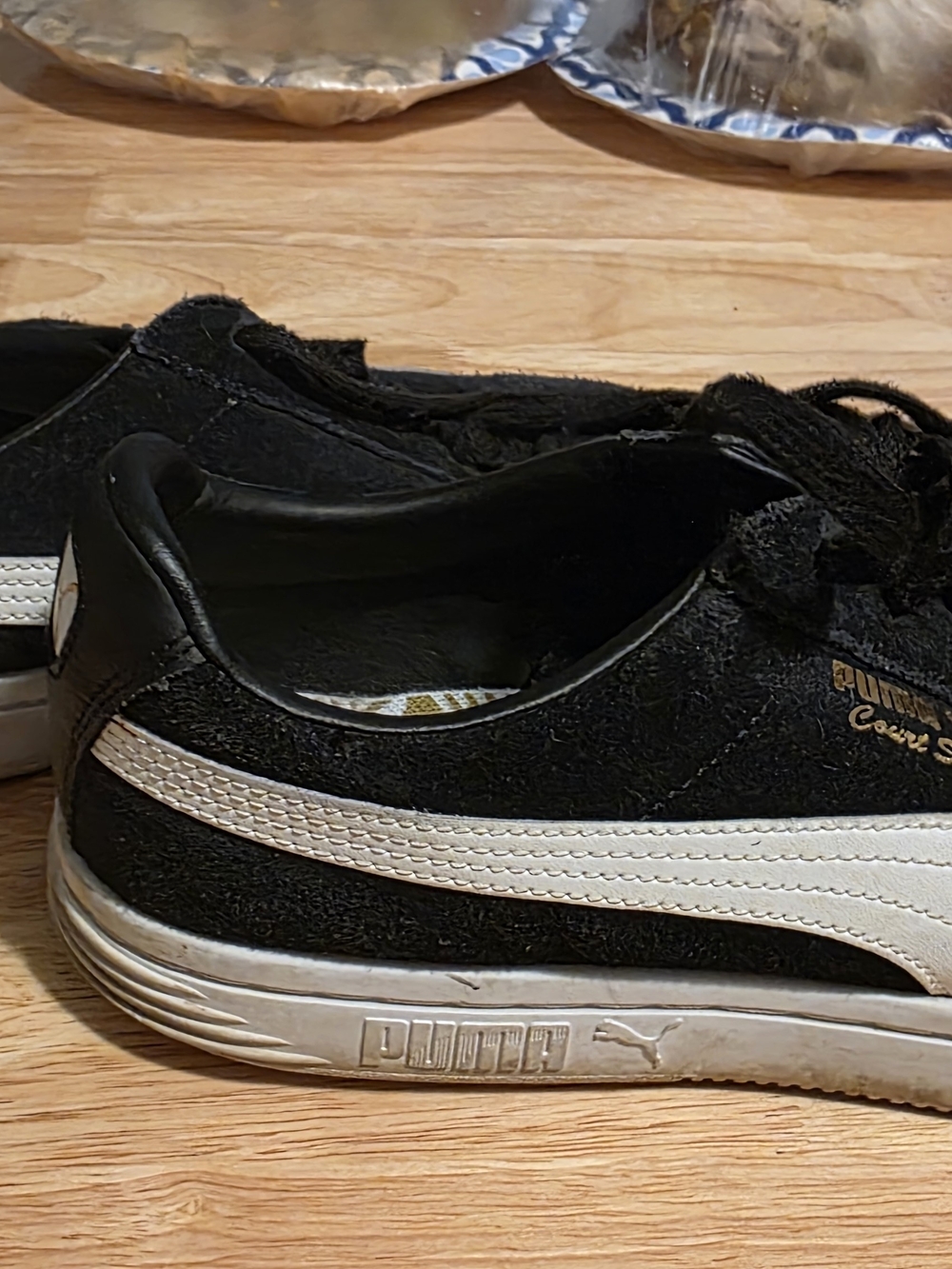 Puma Classic Black Suede Sneakers with White Stripe